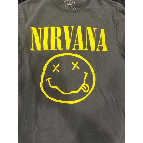 Nirvana Smiley Face Black T-Shirt Small 100% Cotton Band Merch Unisex Vintage - Picture 2 of 6
